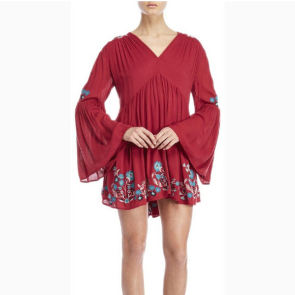 Free People Dresses & Skirts - NEW Free People Te Amo Embroidered Boho Mini Dress
